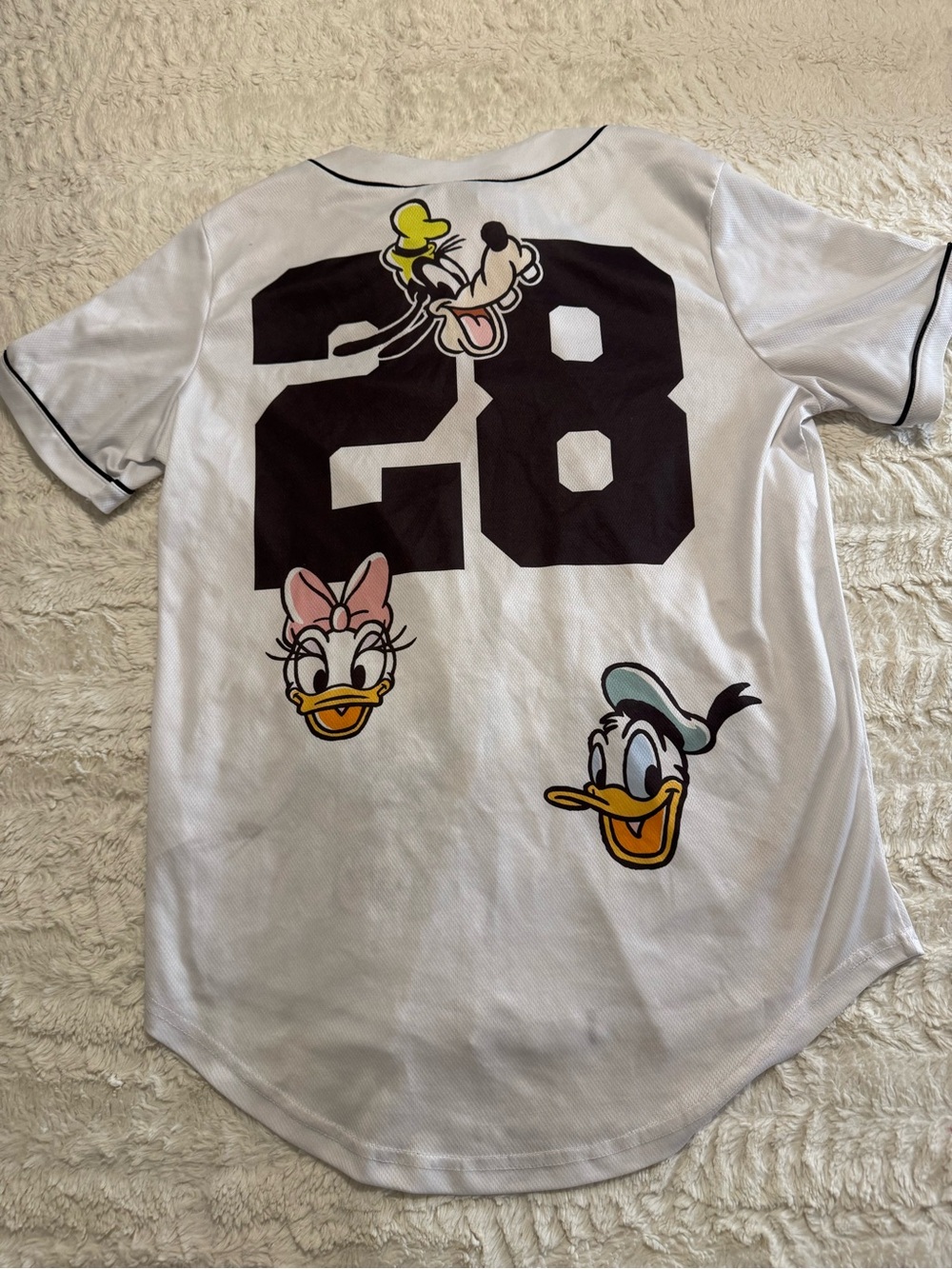 Disney Mickey & Friends White Mesh Baseball Jersey size small button up - Picture 4 of 6